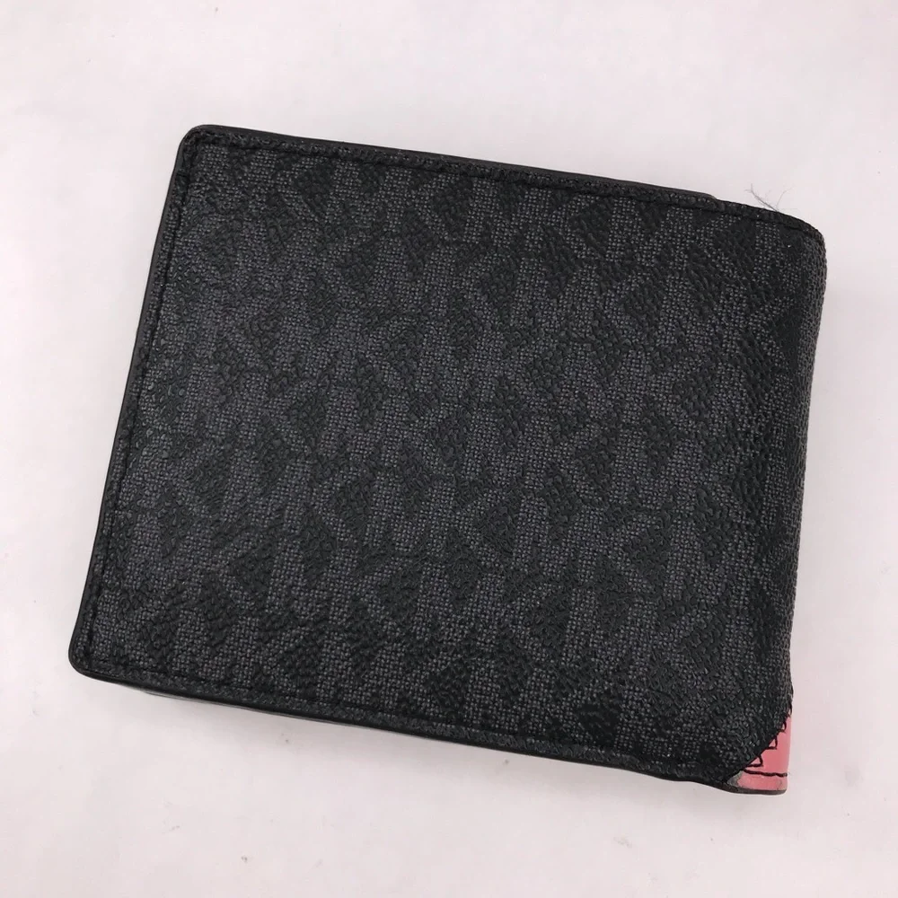 Michael Kors Men’s Cooper Billfold Coin Pocket Bifold Pink Stripe Wallet